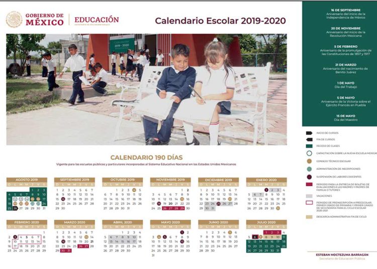 Presenta SEP calendario escolar 2019-2020