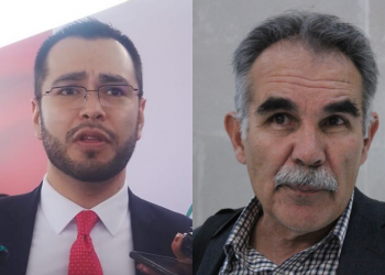 Jehú Salas Dávila, secretario General de Gobierno y Ricardo Bermeo Padilla, acompañante solidario del colectivo de “Zacatecanos por la Paz”