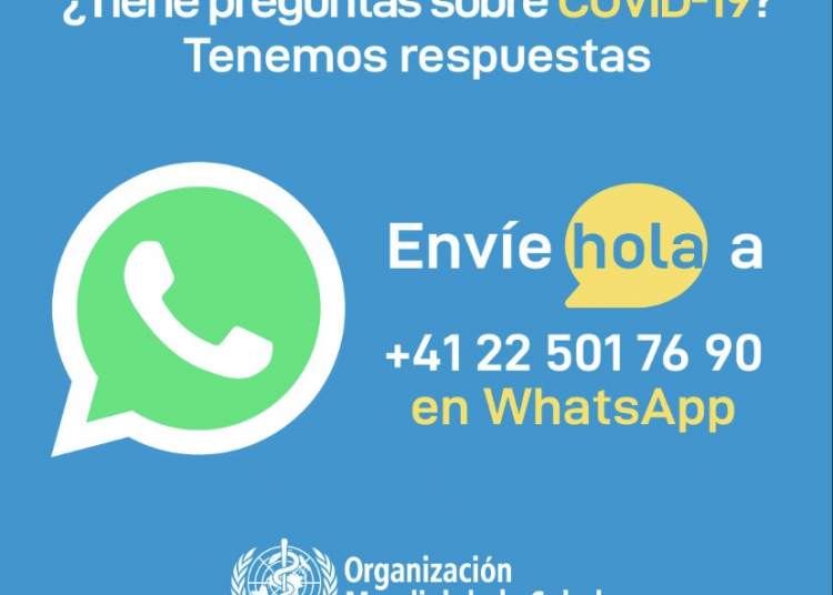 OMS informará por WhatsApp y Facebook sobre COVID-19