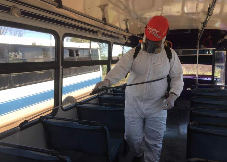 Realizan sanitización de transporte público en zona metropolitana