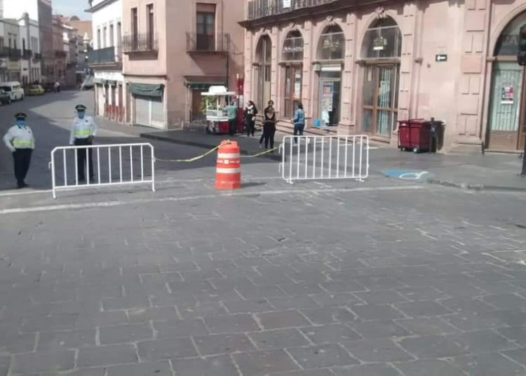 Cierre de calles en Zacatecas durante la emergencia sanitaria