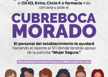 Ayuntamiento implementa campaña cubrebocas morado