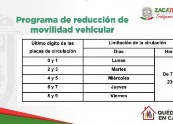 Continuará Hoy No Circula en Zacatecas; hay modificaciones