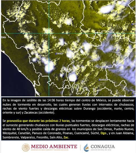 Se esperan lluvias fuertes en Zacatecas