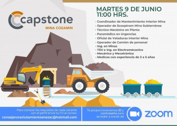 Capstone ofrecerá vacantes para el sector minero