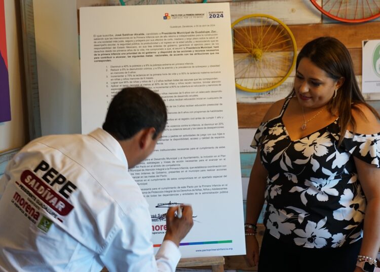 Firma Pepe Saldivar Pacto por la Primera Infancia; compromiso con niños guadalupenses