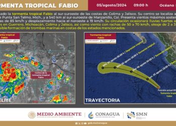 Se forma Tormenta Tropical “Fabio” en el Pacífico; se ubica cerca de costas de Colima y Jalisco