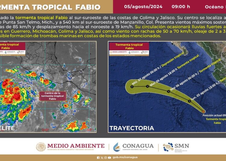 Se forma Tormenta Tropical “Fabio” en el Pacífico; se ubica cerca de costas de Colima y Jalisco