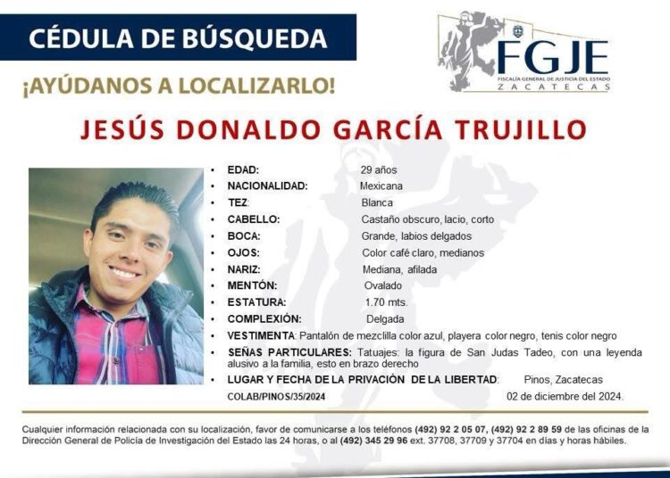 Secuestran a hijo de exdiputada de Pinos, Zacatecas