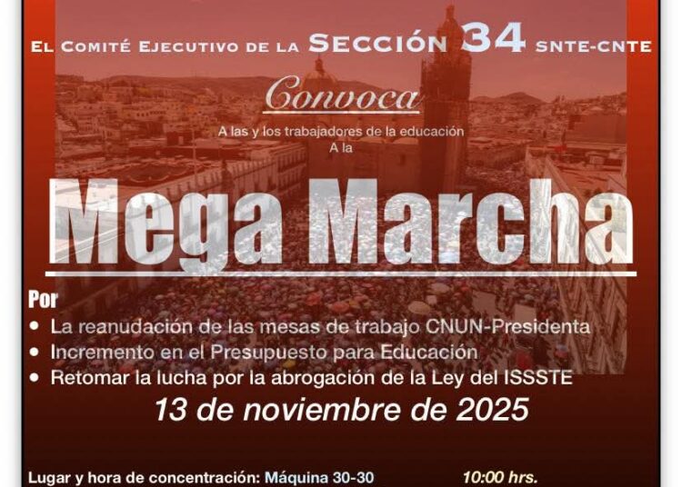 Proyecta CNTE movilización de maestros para el 13 de noviembre en Zacatecas