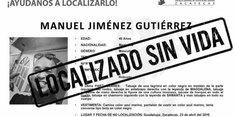 Encuentran a zacatecano sin vida y con signos de tortura en Aguascalientes; tenía ficha de búsqueda
